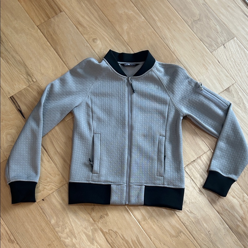 Women's Grey Bomber Jacket with Black Trim